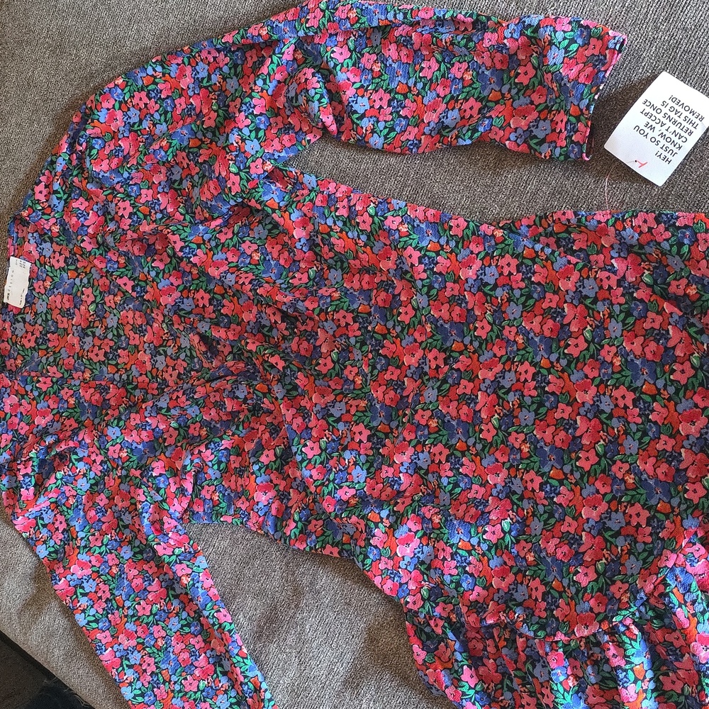 ASOS Floral V-Neck Long Sleeve Wrap Dress - Picture 5 of 5